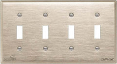 Cooper Wiring Devices - 4 Gang, 4-1/2 Inch Long, Standard Switch Plate - Toggle Switch, White Bronze, Antimicrobial Copper - Strong Tooling