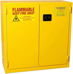 PRO-SAFE - 2 Door, 1 Shelf, Yellow Steel Standard Safety Cabinet for Flammable and Combustible Liquids - 44" High x 43" Wide x 18" Deep, Self Closing Door, 3 Point Key Lock, 30 Gal Capacity - Strong Tooling