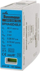 Cooper Bussmann - 2 Pole, 1 Phase, 1 kA Nominal Current, 90mm Long x 18mm Wide x 66mm Deep, Thermoplastic Hardwired Surge Protector - DIN Rail Mount, 48 VAC/VDC, 60 VAC/VDC Operating Voltage, 60 kA Surge Protection - Strong Tooling