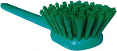 PRO-SOURCE - 1-3/4" Bristle Length, Plastic Utility Scrub Brush - 4-1/2" Long x 3-3/4" Wide Head, 20" OAL, Long Handle, Green, Foam Block - Strong Tooling