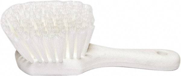 PRO-SOURCE - 1-3/4" Bristle Length, Plastic Utility Scrub Brush - 4-1/2" Long x 3-3/4" Wide Head, 8-1/2" OAL, Short Handle, White, Foam Block - Strong Tooling