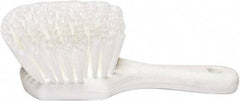 PRO-SOURCE - 1-3/4" Bristle Length, Plastic Utility Scrub Brush - 4-1/2" Long x 3-3/4" Wide Head, 8-1/2" OAL, Short Handle, White, Foam Block - Strong Tooling