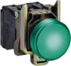 Square D - 24 VAC/VDC Green Lens LED Indicating Light - Round Lens, Screw Clamp Connector, 46.5mm OAL x 30mm Wide, Shock Resistant, Vibration Resistant - Strong Tooling