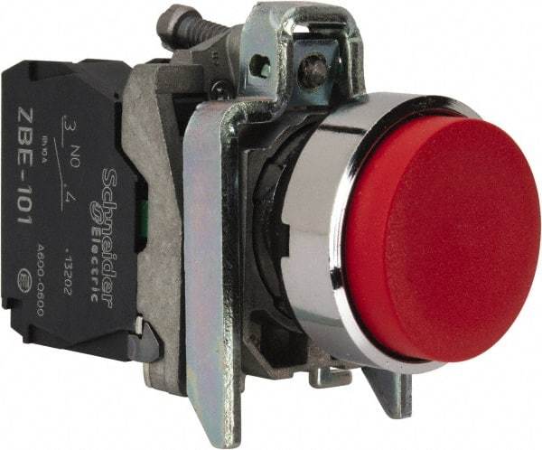 Square D - 22mm Mount Hole, Extended Straight, Pushbutton Switch Only - Round, Red Pushbutton, Nonilluminated, Momentary (MO) - Strong Tooling