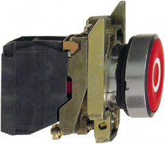 Square D - 0.87 Inch Mount Hole, Flush, Pushbutton Switch Only - Round, Red Pushbutton, Nonilluminated, Momentary (MO), Shock and Vibration Resistant - Strong Tooling