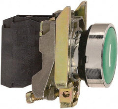 Square D - 0.87 Inch Mount Hole, Flush, Pushbutton Switch Only - Round, Green Pushbutton, Nonilluminated, Momentary (MO), Shock and Vibration Resistant - Strong Tooling