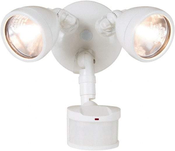 Cooper Lighting - 2 Head, 70 Ft. Detection, 270° Angle, Halogen Lamp Motion Sensing Light Fixture - 120 Volt, 200 Watt, Metal White Housing, Wall, Eave Mounted - Strong Tooling