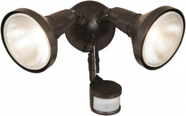 Cooper Lighting - 2 Head, 70 Ft. Detection, 180° Angle, PAR Lamp Motion Sensing Light Fixture - 120 Volt, 300 Watt, Metal Bronze Housing, Wall, Eave Mounted - Strong Tooling