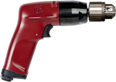 Chicago Pneumatic - 3/8" Keyed Chuck - Pistol Grip Handle, 6,000 RPM, 4.5 LPS, 7.45 CFM, 1 hp, 90 psi - Strong Tooling