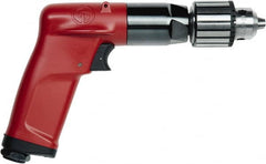 Chicago Pneumatic - 1/4" Keyed Chuck - Pistol Grip Handle, 4,500 RPM, 2.5 LPS, 5.3 CFM, 0.5 hp, 90 psi - Strong Tooling