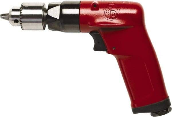 Chicago Pneumatic - 1/4" Keyed Chuck - Pistol Grip Handle, 2,400 RPM, 2.25 LPS, 4.75 CFM, 0.5 hp, 90 psi - Strong Tooling