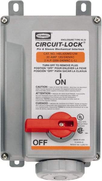 Hubbell Wiring Device-Kellems - 1 Phase, 125/250 VAC, 20 Amp, 2 hp, Interlock Receptacle - 3 Poles, Watertight, IEC 60309, Orange - Strong Tooling