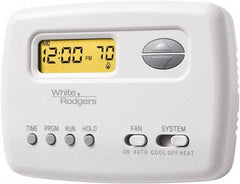 White-Rodgers - 45 to 90°F, 1 Heat, 1 Cool, Digital Programmable Thermostat - 20 to 30 Volts, Horizontal Mount, Manual Switch - Strong Tooling