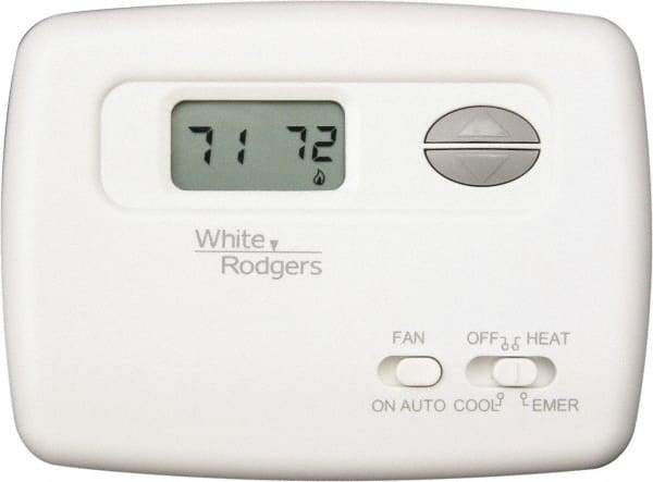 White-Rodgers - 45 to 90°F, 2 Heat, 1 Cool, Digital Nonprogrammable Heat Pump Thermostat - 20 to 30 Volts, Horizontal Mount, Hardwire Switch - Strong Tooling