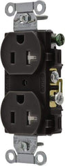 Hubbell Wiring Device-Kellems - 125 VAC, 20 Amp, 5-20R NEMA Configuration, Black, Specification Grade, Self Grounding Duplex Receptacle - 1 Phase, 2 Poles, 3 Wire, Flush Mount, Tamper Resistant - Strong Tooling