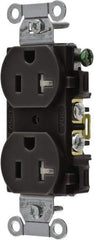 Hubbell Wiring Device-Kellems - 125 VAC, 20 Amp, 5-20R NEMA Configuration, Black, Specification Grade, Self Grounding Duplex Receptacle - 1 Phase, 2 Poles, 3 Wire, Flush Mount, Tamper Resistant - Strong Tooling