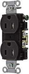 Hubbell Wiring Device-Kellems - 125 VAC, 15 Amp, 5-15R NEMA Configuration, Black, Specification Grade, Self Grounding Duplex Receptacle - 1 Phase, 2 Poles, 3 Wire, Flush Mount - Strong Tooling