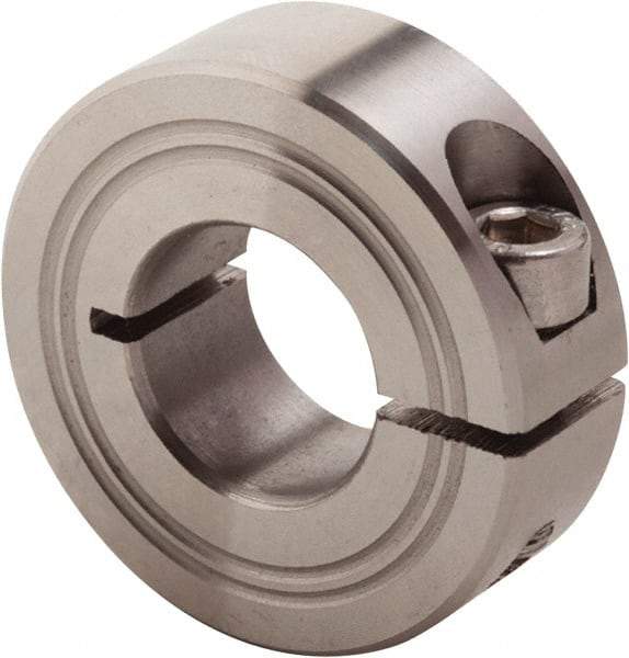 Climax Metal Products - 18mm Bore, Stainless Steel, One Piece Clamp Collar - 1-1/2" Outside Diam - Strong Tooling