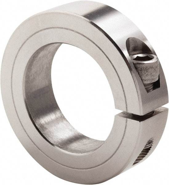 Climax Metal Products - 3-3/16" Bore, Stainless Steel, One Piece Clamp Collar - 4-1/2" Outside Diam, 7/8" Wide - Strong Tooling