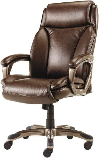 ALERA - 47" High Executive High Back Leather Chair - 27" Wide x 30-3/8" Deep, Leather Seat, Brown - Strong Tooling