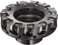 Sumitomo - 125mm Cut Diam, 15.9mm Arbor Hole, 63mm Max Depth of Cut, 90° Indexable Chamfer & Angle Face Mill - 15 Inserts, NF-LDEN Insert, Right Hand Cut, 15 Flutes, Through Coolant, Series HF - Strong Tooling