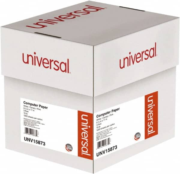 UNIVERSAL - 9-1/2" x 11" White, Canary & Pink Computer Paper - Use with Tractor-Feed Printers - Strong Tooling