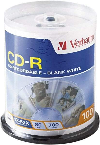 Verbatim - White CD-R Discs - Use with CD, DVD - Strong Tooling