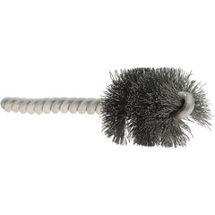 Osborn - 1" Diam Helical Steel Tube Brush - Single Spiral, 0.008" Filament Diam, 1" Brush Length, 3-1/2" OAL, 1/4" Diam Stainless Steel Shank - Strong Tooling