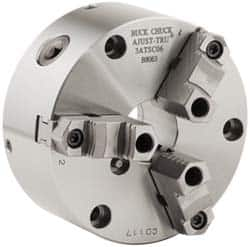 Buck Chuck Company - 3 Jaws, 8" Diam, Self Centering Manual Lathe Chuck - Front Mount, Adjustable, Reversible, 4,000 Max RPM, 2.37" Through Hole Diam, Forged Steel - Strong Tooling