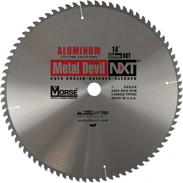 M.K. MORSE - 14" Diam, 1" Arbor Hole Diam, 80 Tooth Wet & Dry Cut Saw Blade - Exact Industrial Supply