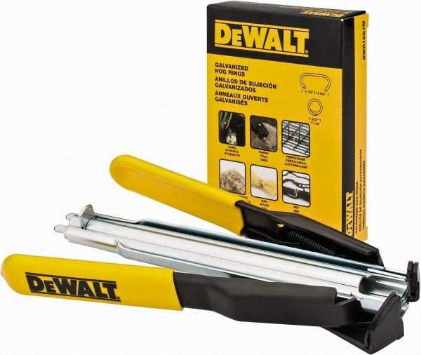 DeWALT - 7-1/2" OAL, Hog Ring Pliers - Curved Jaw, ABS/Rubber Handles - Strong Tooling