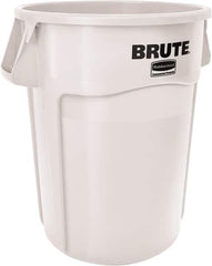 Rubbermaid - 10 Gal White Round Trash Can - Polyethylene, None Graphic, 17-1/8" High, Lid Not Included - Strong Tooling