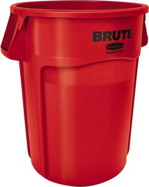 Rubbermaid - 55 Gal Red Round Trash Can - Polyethylene, None Graphic, 33.2" High, Lid Not Included - Strong Tooling