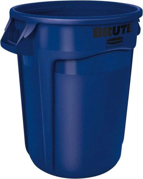 Rubbermaid - 32 Gal Blue Round Trash Can - Polyethylene, 27.77" High - Strong Tooling