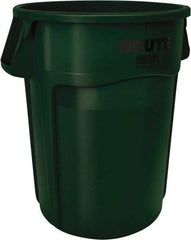 Rubbermaid - 32 Gal Green Round Trash Can - Polyethylene, 27.77" High - Strong Tooling