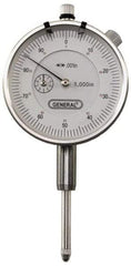 General - 0-100 Dial Reading, 0.001" Graduation Dial Drop Indicator - 2-1/4" Dial, 0.1" Range per Revolution, Revolution Counter - Strong Tooling