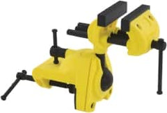 Stanley - 2-7/8" Jaw Width, 3" Opening Capacity, 1-1/2" Throat Depth, Cast Aluminum Swivel Bench Vise - Clamp-On Base Attachment, 7" Long x 3-1/4" Wide x 9-1/2" High - Strong Tooling