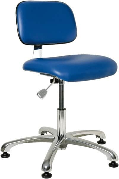 Bevco - 17 to 22" High Adjustable Height Swivel Stool - 25" Wide x 25" Deep, Vinyl Seat, Blue - Strong Tooling