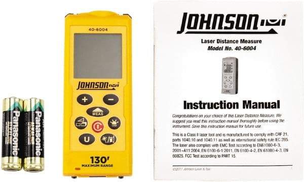 Johnson Level & Tool - 0.05 m to 39.62 m, Laser Distance Finder - 2 AA Alkaline Battery, Accurate to 1/16 Inch - Strong Tooling