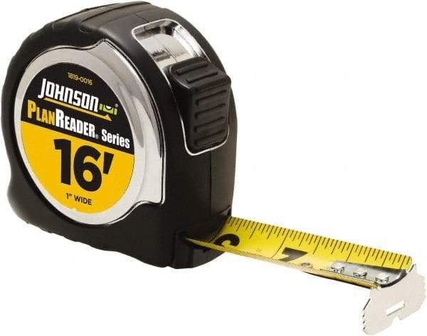 Johnson Level & Tool - 16' x 1" Tape Measure - 1/16" Graduation, Inch Graduation Style - Strong Tooling