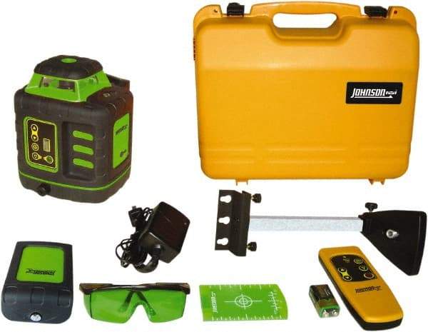 Johnson Level & Tool - 1,200' (Exterior) Measuring Range, 1/8" at 100' Accuracy, Self-Leveling Rotary Laser - ±3° Self Leveling Range, 150, 200, 250 & 300 RPM, 2 Beams, NiMH Battery Included - Strong Tooling