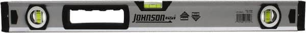 Johnson Level & Tool - 24" Long 3 Vial Box Beam Level - Aluminum, Yellow, 2 Plumb & 1 Level Vials - Strong Tooling