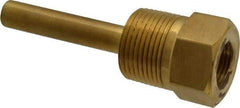 Alloy Engineering - 4 Inch Overall Length, 1 Inch Thread, Brass Standard Thermowell - 2-1/2 Inch Insertion Length - Strong Tooling