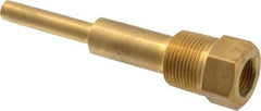 Alloy Engineering - 6 Inch Overall Length, 1 Inch Thread, Brass Standard Thermowell - 4-1/2 Inch Insertion Length - Strong Tooling