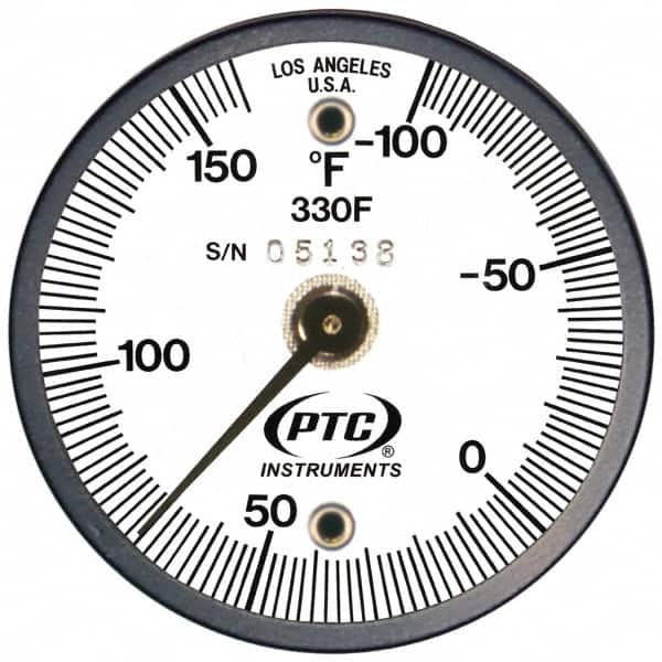 PTC Instruments - -100 to 160°F, 2 Inch Dial Diameter, Dual Magnet Mount Thermometer - 2° Division Graduation - Strong Tooling