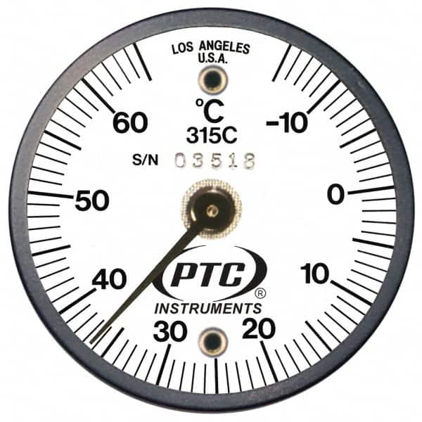 PTC Instruments - -15 to 65°C, 2 Inch Dial Diameter, Dual Magnet Mount Thermometer - 1° Division Graduation - Strong Tooling