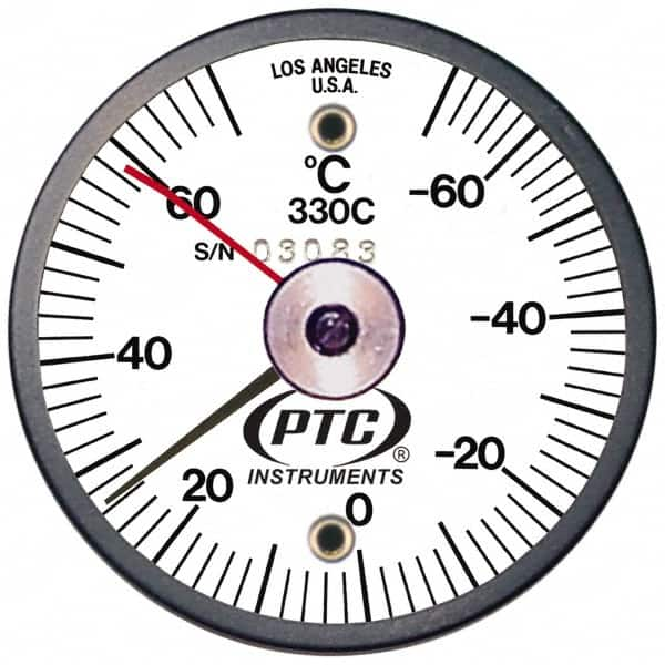 PTC Instruments - -70 to 70°C, 2 Inch Dial Diameter, Dual Magnet Mount Thermometer - 2° Division Graduation - Strong Tooling