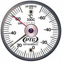 PTC Instruments - -70 to 70°C, 2 Inch Dial Diameter, Dual Magnet Mount Thermometer - 2° Division Graduation - Strong Tooling