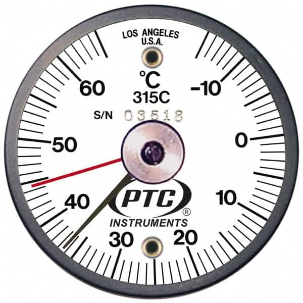 PTC Instruments - -15 to 65°C, 2 Inch Dial Diameter, Dual Magnet Mount Thermometer - 1° Division Graduation - Strong Tooling