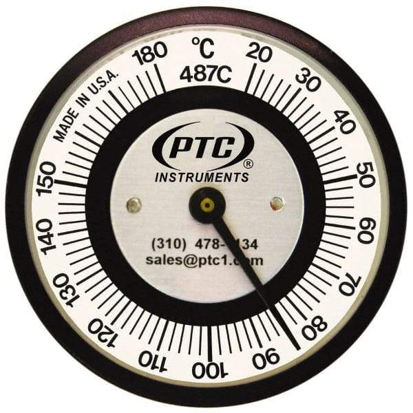 PTC Instruments - 20 to 180°C, 2 Inch Dial Diameter, Pipe Surface Spring Held Thermometer - 2° Division Graduation - Strong Tooling